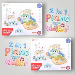 2 IN 1 PIANO WITH MUSIC RACK & WALKER FOR BABYS