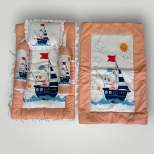 BORNBABY SLEEPING BED WITH ANIME PRINTED SIDE&HEADPILLOW ORANGEWHITE