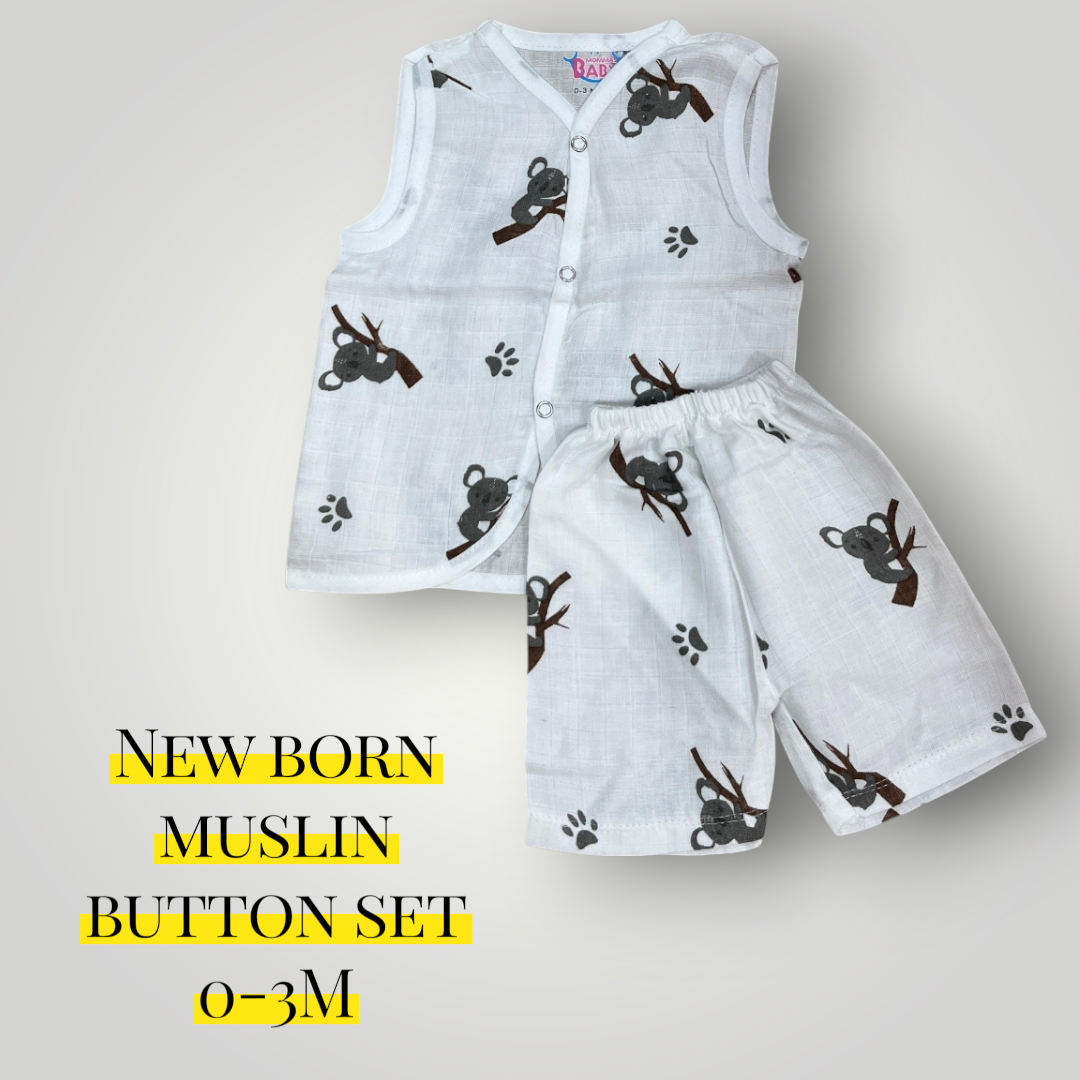 NEWBORN MUSLIN CLOTH BUTTON SET - Image 4