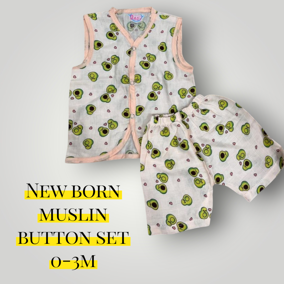NEWBORN MUSLIN CLOTH BUTTON SET - Image 2