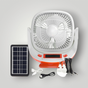 SOLAR MINI FAN & RECHARGEABLE WITH LED LIGHT